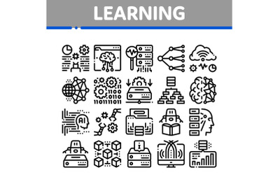 Machine Learning Ai Collection Icons Set Vector