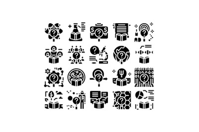 Researcher Business Glyph Set Vector Illustration