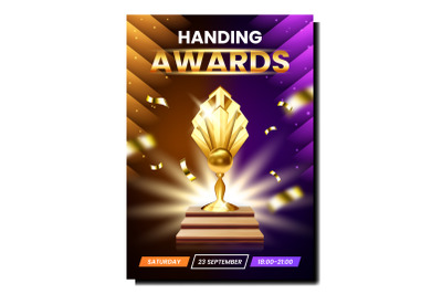 Handing Awards Creative Promotional Banner Vector