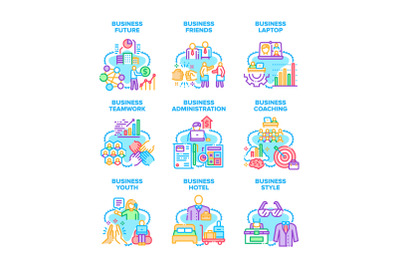 Business Relation Set Icons Vector Illustrations