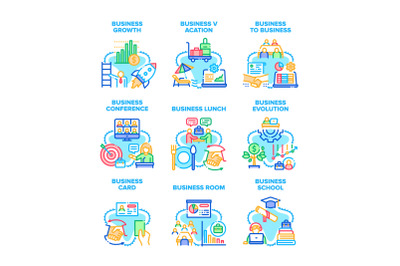 Business Evolution Set Icons Vector Illustrations