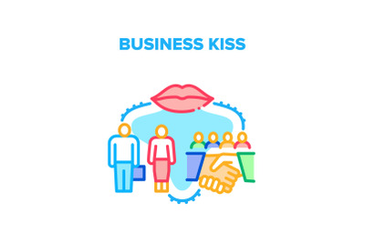 Business Kiss Vector Concept Color Illustration