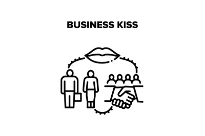 Business Kiss Vector Black Illustration