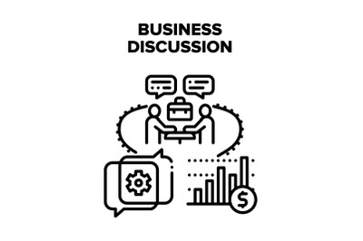 Business Discussion Partner Vector Black Illustration