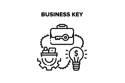 Business Key Vector Black Illustration