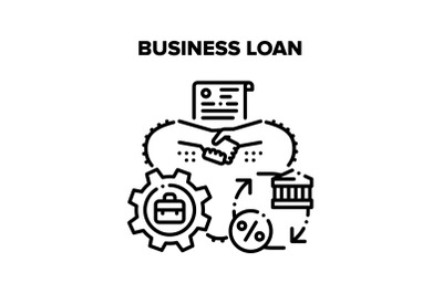 Business Loan Vector Black Illustration