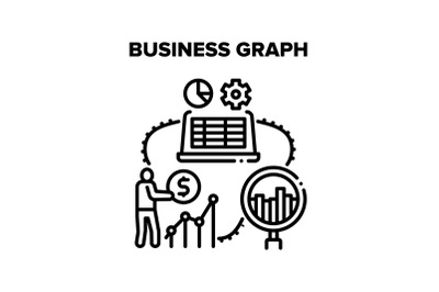 Business Graph Vector Black Illustration