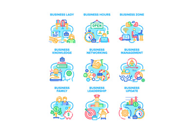 Business Update Set Icons Vector Illustrations