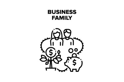 Business Family Vector Black Illustration