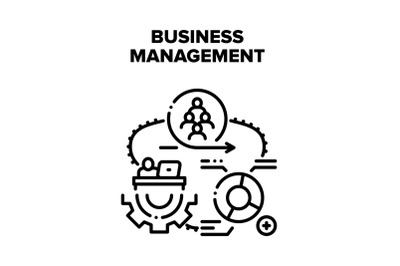 Business Management Work Vector Black Illustration