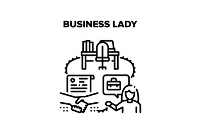 Business Lady Vector Black Illustration