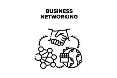 Business Networking Structure Vector Black Illustration