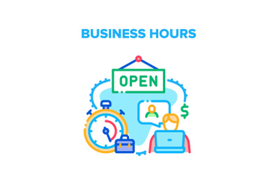 Business Hours Vector Concept Color Illustration