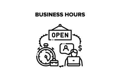 Business Hours Vector Black Illustration