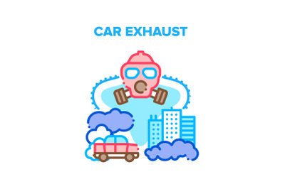 Car Exhaust Vector Concept Color Illustration