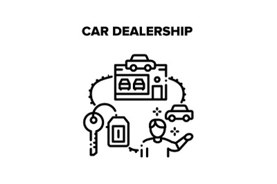 Car Dealership Vector Black Illustration