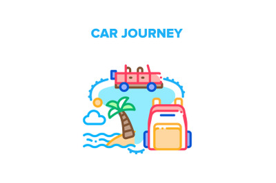 Car Journey Vector Concept Color Illustration