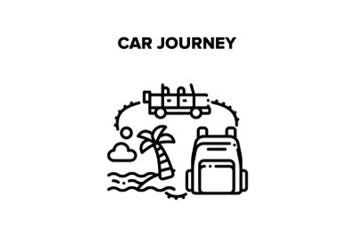 Car Journey Vector Black Illustration