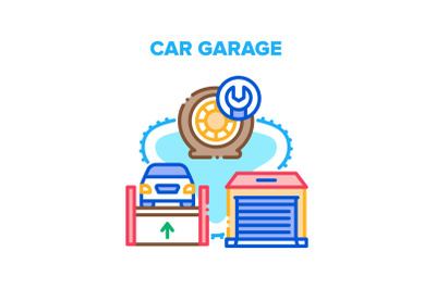 Car Garage Place Vector Concept Color Illustration