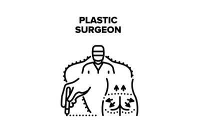 Plastic Surgeon Vector Black Illustration