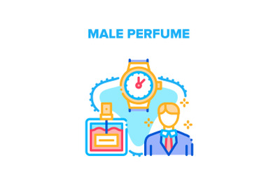 Male Perfume Vector Concept Color Illustration