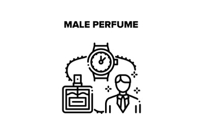 Male Perfume Vector Black Illustration