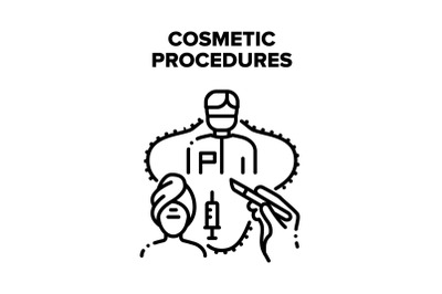 Cosmetic Beauty Procedures Vector Black Illustration