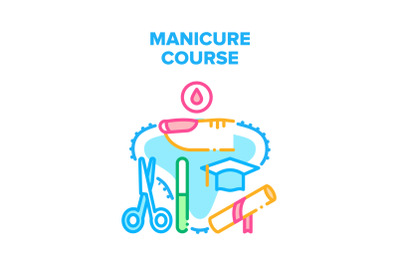 Manicure Course Vector Concept Color Illustration