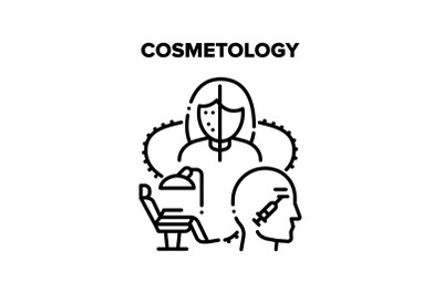 Cosmetology Vector Black Illustration