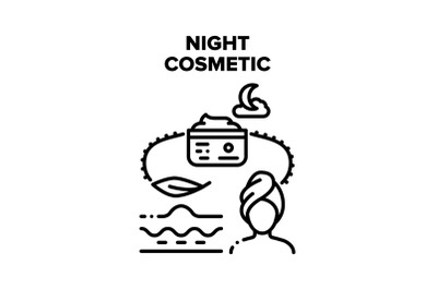 Night Cosmetic Vector Black Illustration