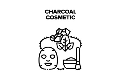 Charcoal Cosmetic Skincare Vector Black Illustration