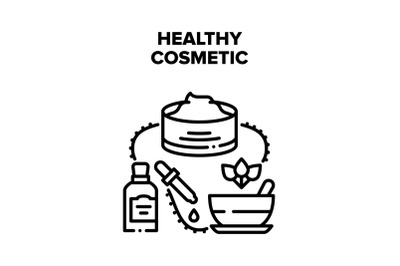 Healthy Cosmetic Vector Black Illustration