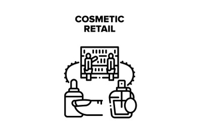 Cosmetic Retail Vector Black Illustration