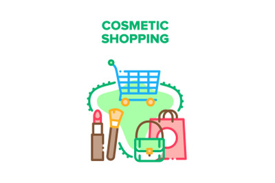 Cosmetic Shopping In Store Vector Concept Color