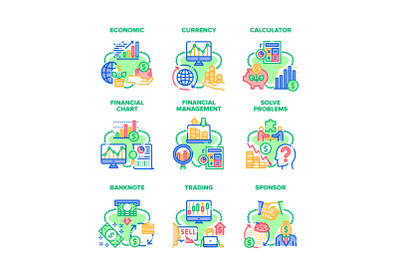 Finance Economic Set Icons Vector Illustrations