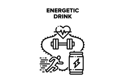 Energetic Drink Vector Black Illustration