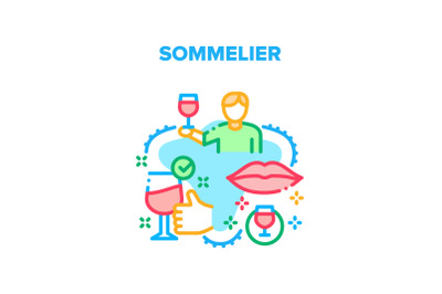 Sommelier Job Vector Concept Color Illustration