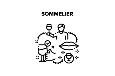 Sommelier Job Vector Black Illustration