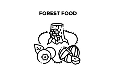 Forest Food Vector Black Illustration