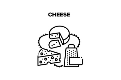 Cheese Food Vector Black Illustration