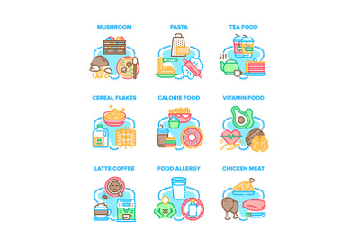 Food Collection Set Icons Vector Illustrations