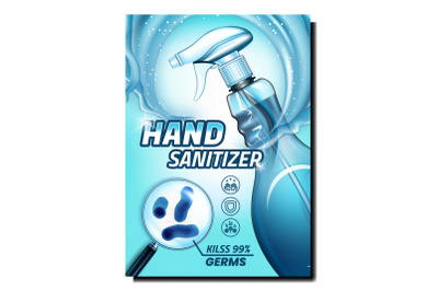 Hand Sanitizer Spray Creative Promo Poster Vector