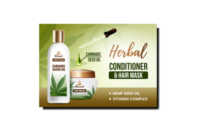 Herbal Conditioner Creative Promo Poster Vector