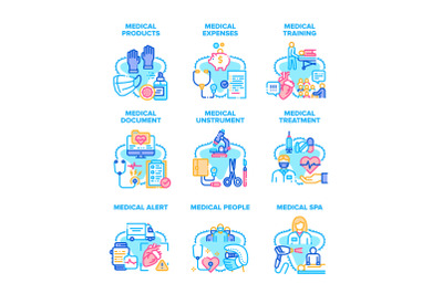 Medical Products Set Icons Vector Illustrations