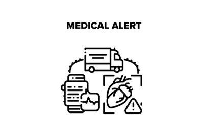 Medical Alert Vector Black Illustration