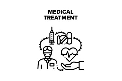 Medical Treatment Health Vector Black Illustration