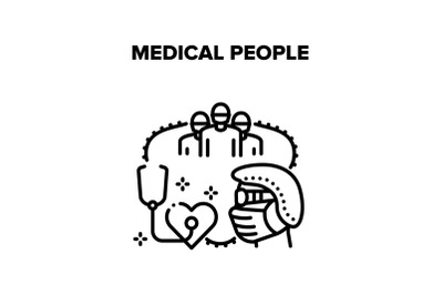 Medical People Vector Black Illustration