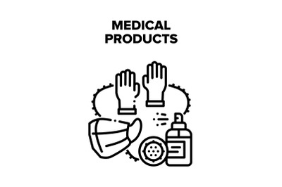 Medical Products Vector Black Illustration