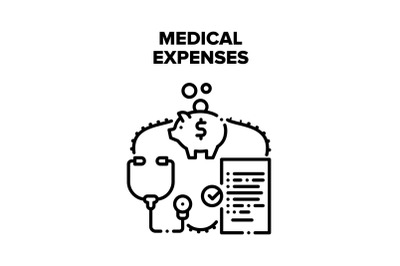 Medical Expenses Vector Black Illustration