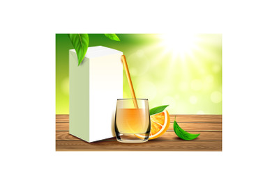 Juice Orange Natural Product Promo Banner Vector